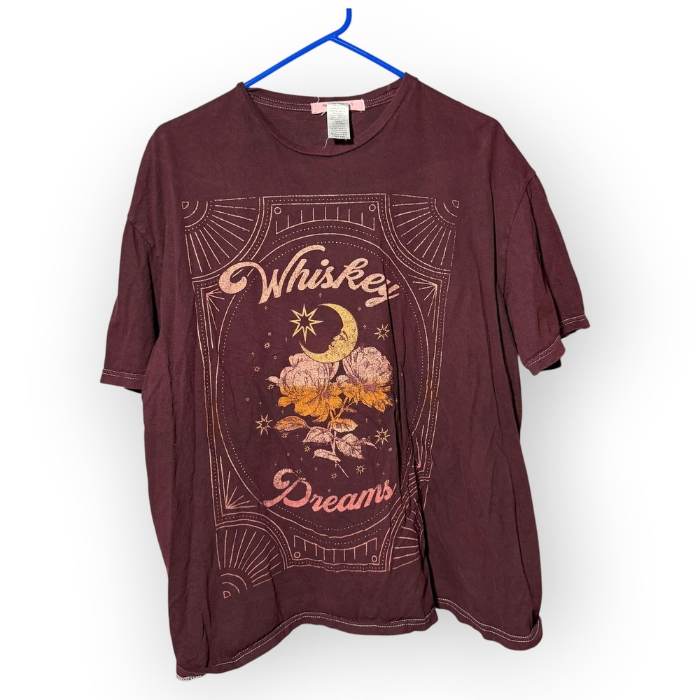 Project Social T Whiskey Dreams Graphic Tee Maroon One Size Made in USA